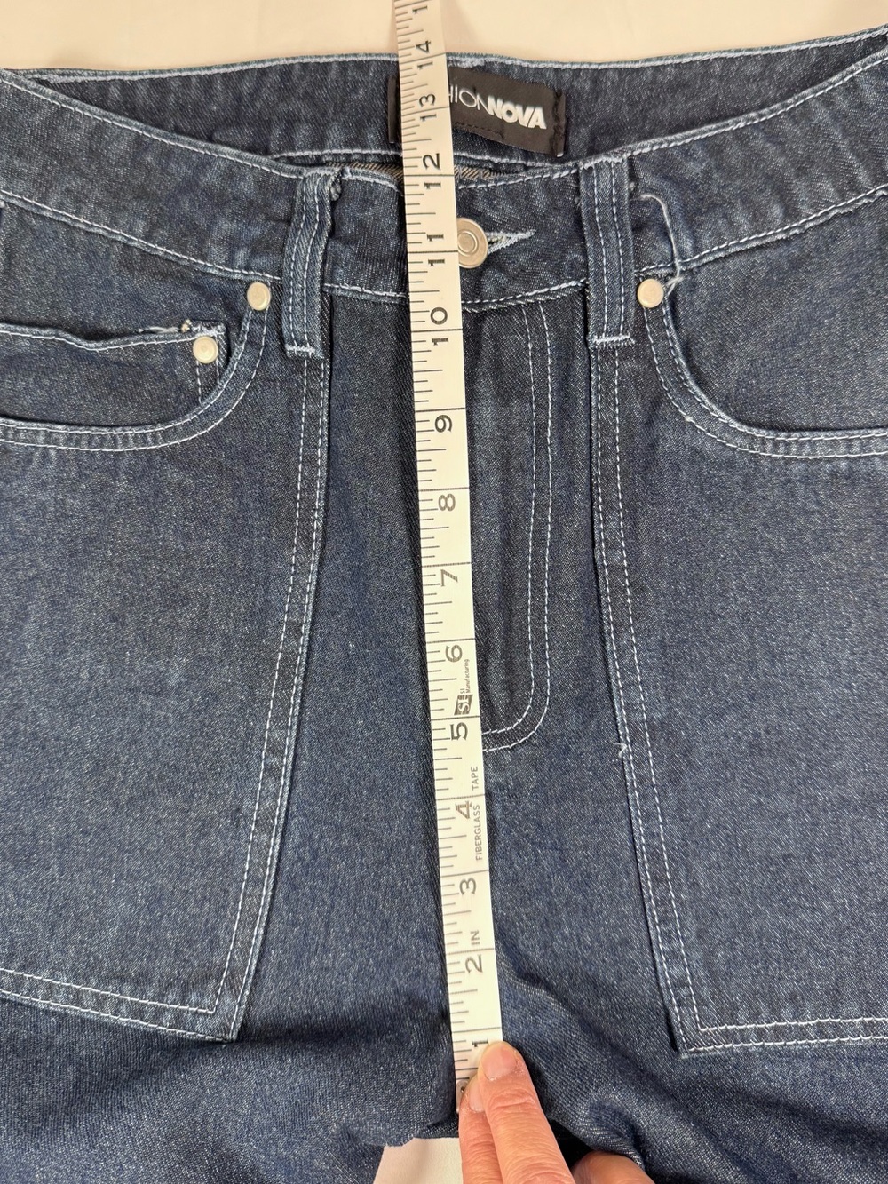 FASHION NOVA Womens Cargo Carpenter Wide Leg Jeans 3 Baggy Utility Streetwear - Picture 10 of 14